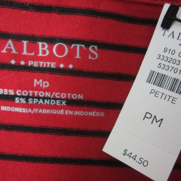 NEW Talbots Women Petite Medium PM Red Black Gold Stripe Snowflake Shirt NWT $45 - Picture 3 of 11